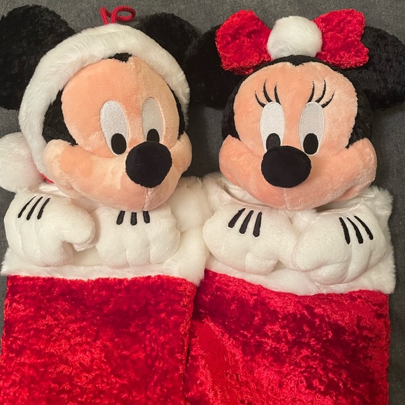 Mickey and Minnie Mouse matching stockings. Bought in Disneyland. Like new! - Picture 1 of 3